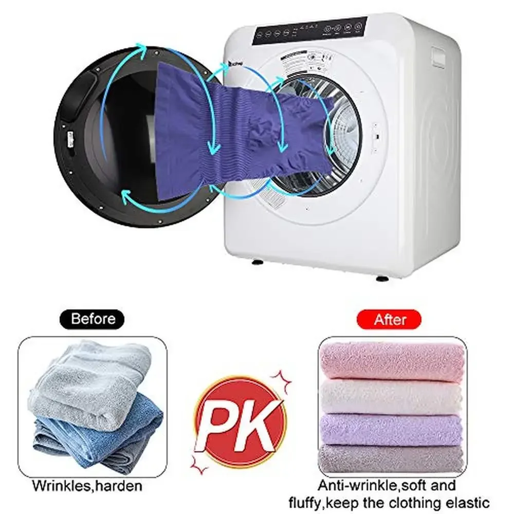 Portable Front Load Laundry Dryer 13.2lbs Capacity LCD Touch Screen Stainless Steel Drum 3.5 cu.ft Clothes Dryer Prevents Wear