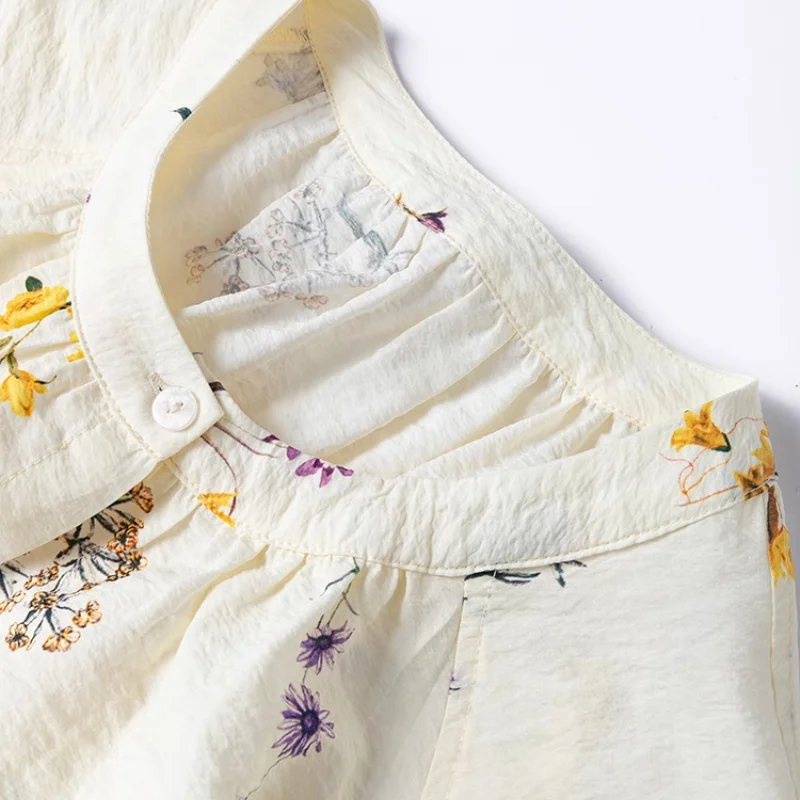 Birdtree Summer 76% Mulberry Silk 24% Nylon Tshirt, Women dry silk Half Sleeve O-neck Printing Straight Shirt, 2025 New T56313JF