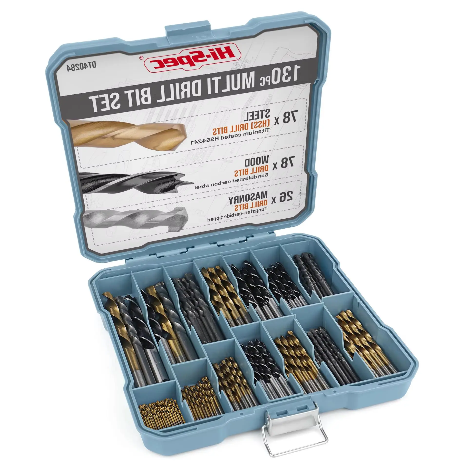 130-Piece Drill Set Twist Drill for Woodworking Flat Cement Electric Punching Tool Kit