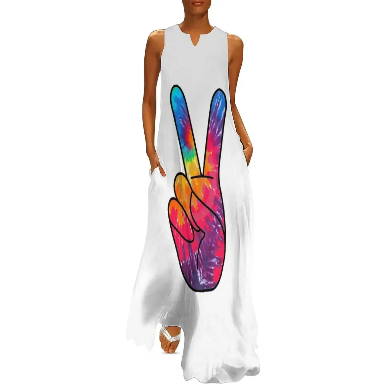 

Tie Dye Peace Sign Long Dress dresses for woman 2025 cute dress prom dress women's luxury party