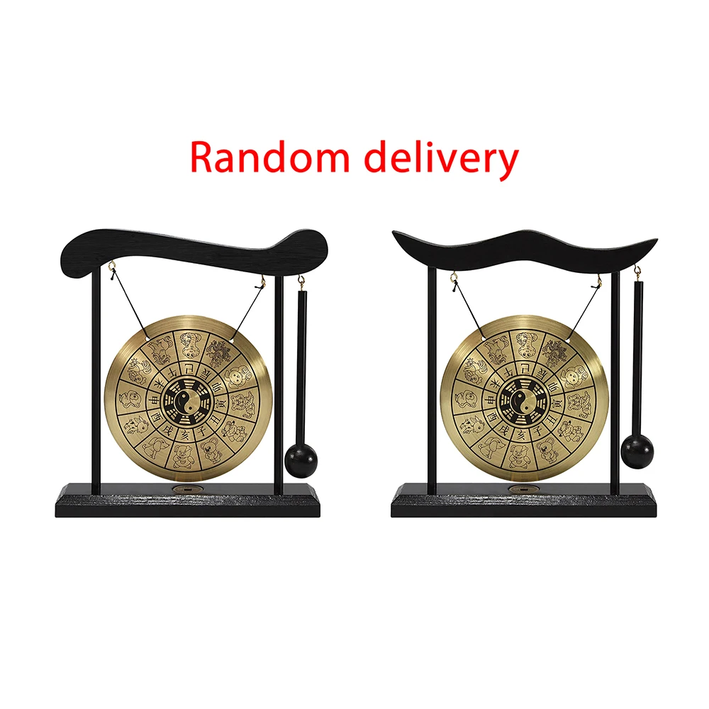 Mini Desktop Gong Table Wind Chime Percussion Instruments with Mallet for Home Decor Housewarming Gift - Dragon with Taiji Symbo