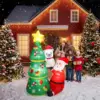 7ft Christmas Inflatable Santa & Polar Bear With Tree, Lighted Blow Up Yard Decor With Leds, Blower, Stakes For Home Lawn Garden Porch 1