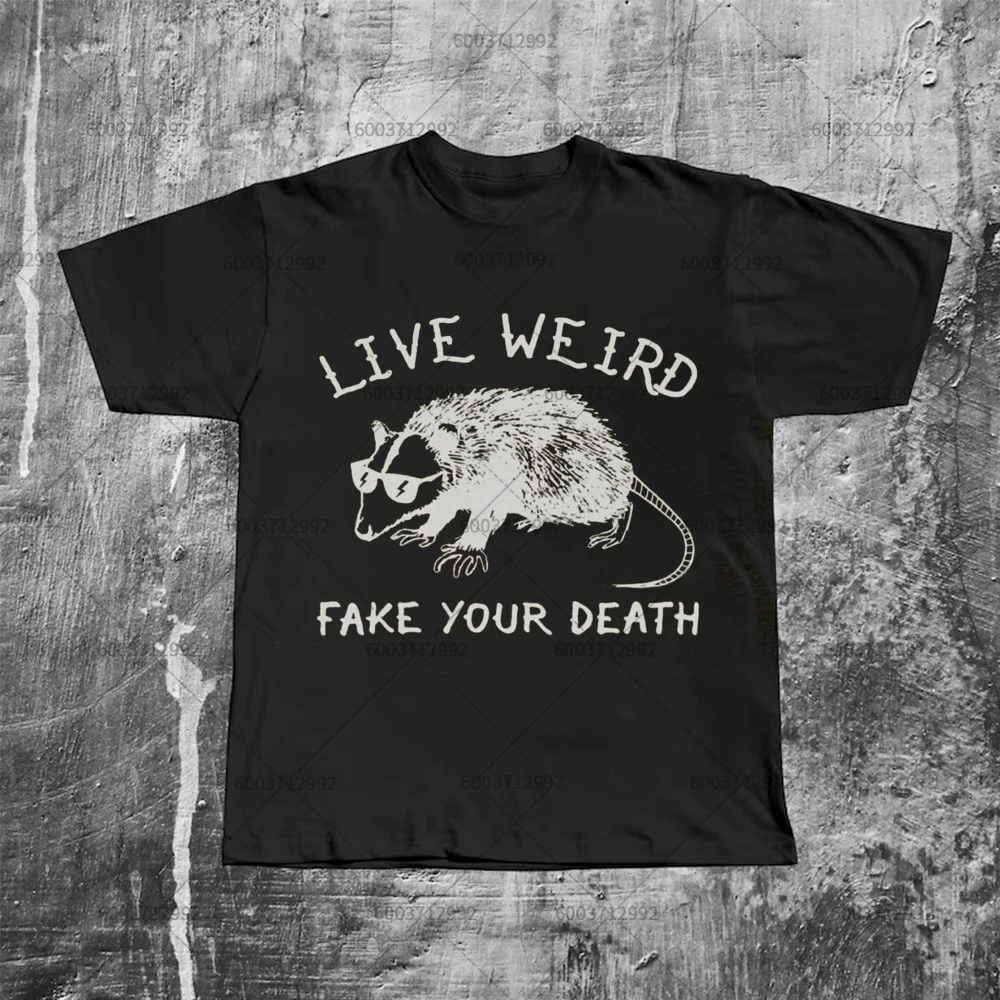 الرجال الشارع الشهير بوسوم لايف غريب وهمية موتك ميمي تي شيرت القطن المحملة خمر المرأة كبيرة الحجم Harajuku س الرقبة الهيب هوب للجنسين #1