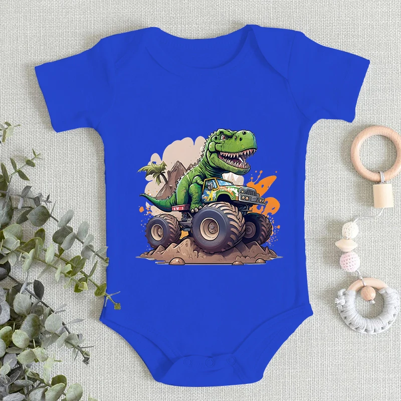 Dinosaur Monster Trucks Pattern Baby Boy Girl Bodysuits 100% Cotton 2024 Newborn Romper Fashion Creative Trend Infant Jumpsuits