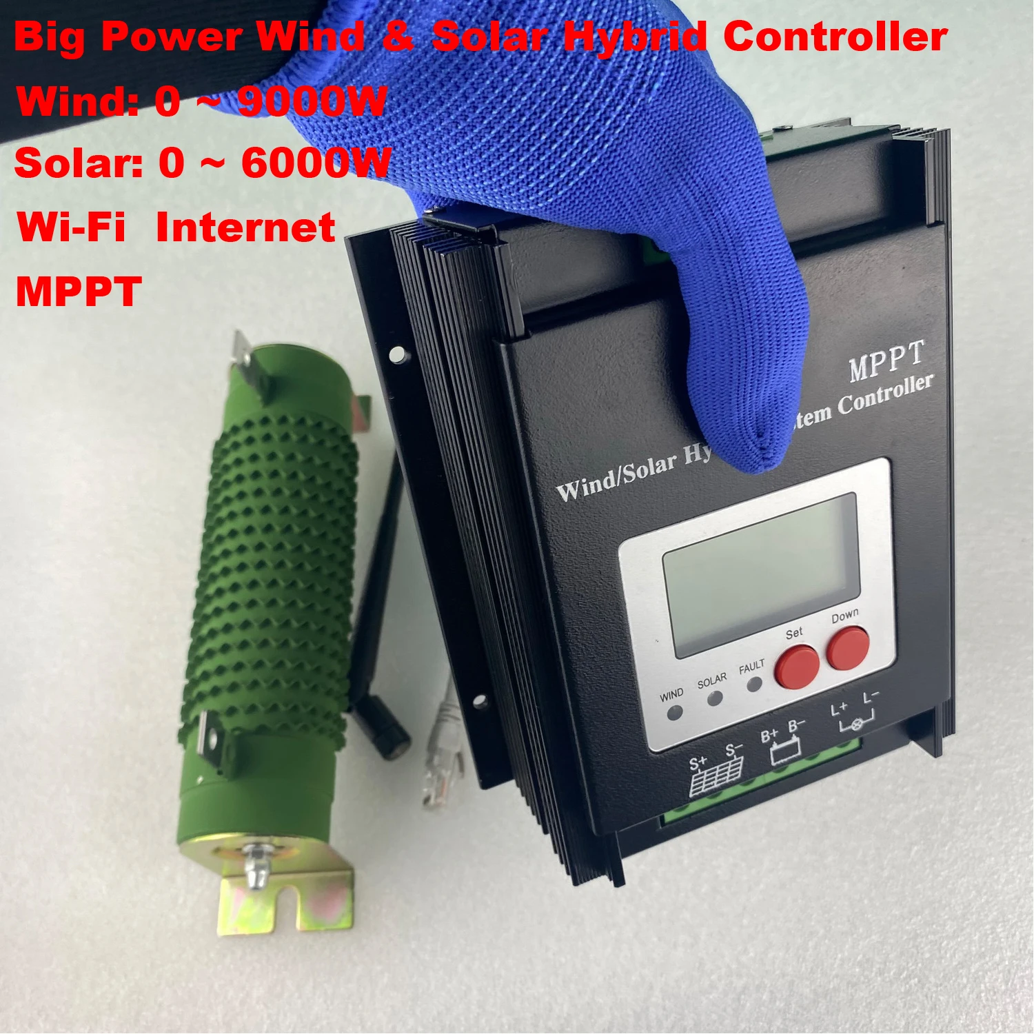 

3000W 12V24V48V Hybrid Solar Wind Controller With LCD Display, For Lifepo4 Full Battery use for solar panels or wind generator