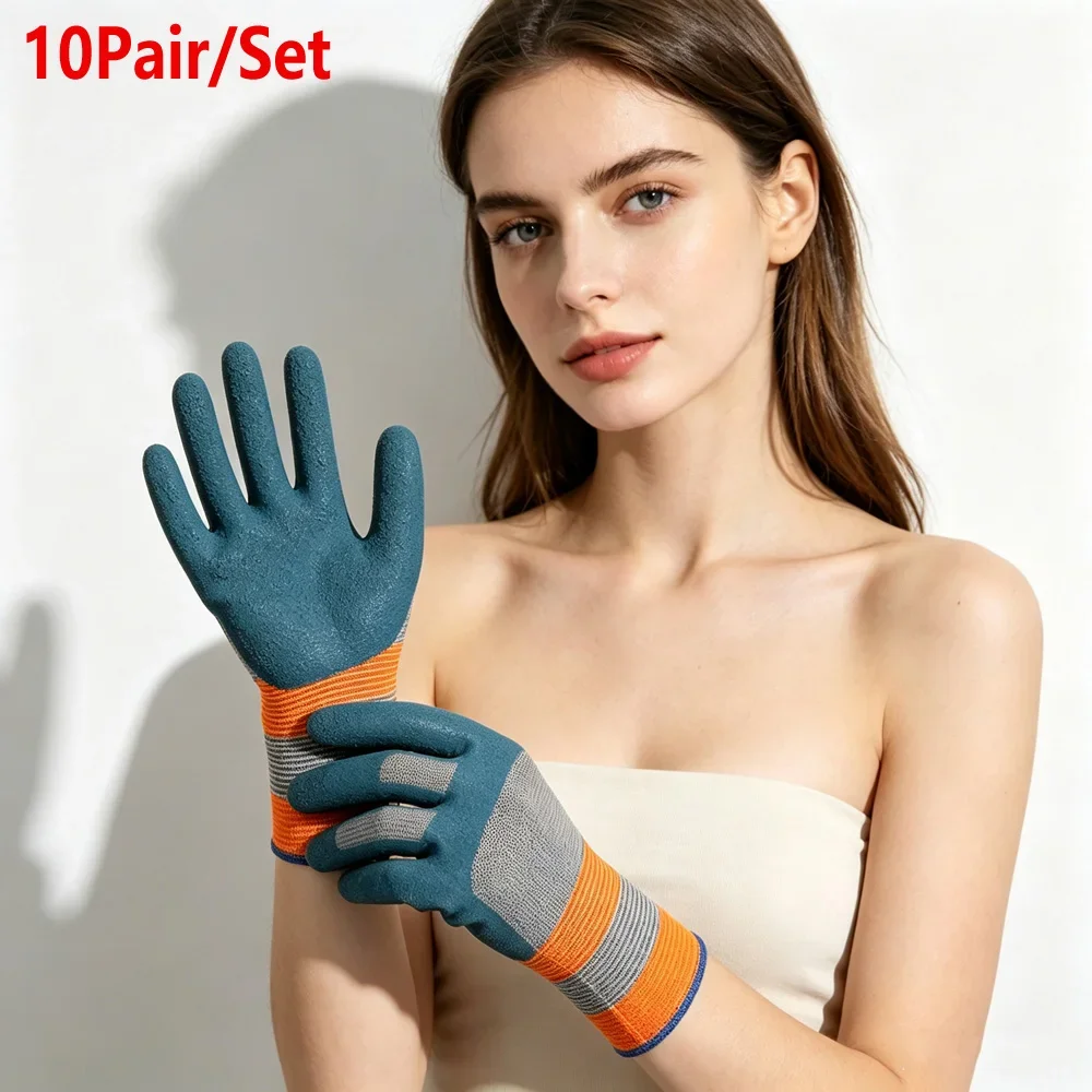 10Pair Anti-Tie Gardening Work Gloves for Men Women,Prick Proof Hand Gloves, Protective Gear for Backyard Thorny Plant Planting