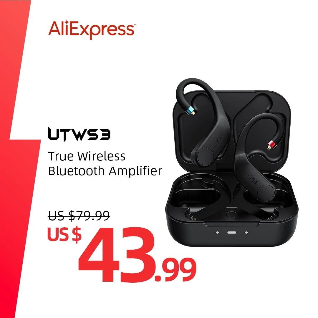 Top! UTWS3 Bluetooth V5.0 aptX/TWS + Earbuds Hook MMCX/0.78mm Connector with Mic Support/30 Hours Playback and APP Control