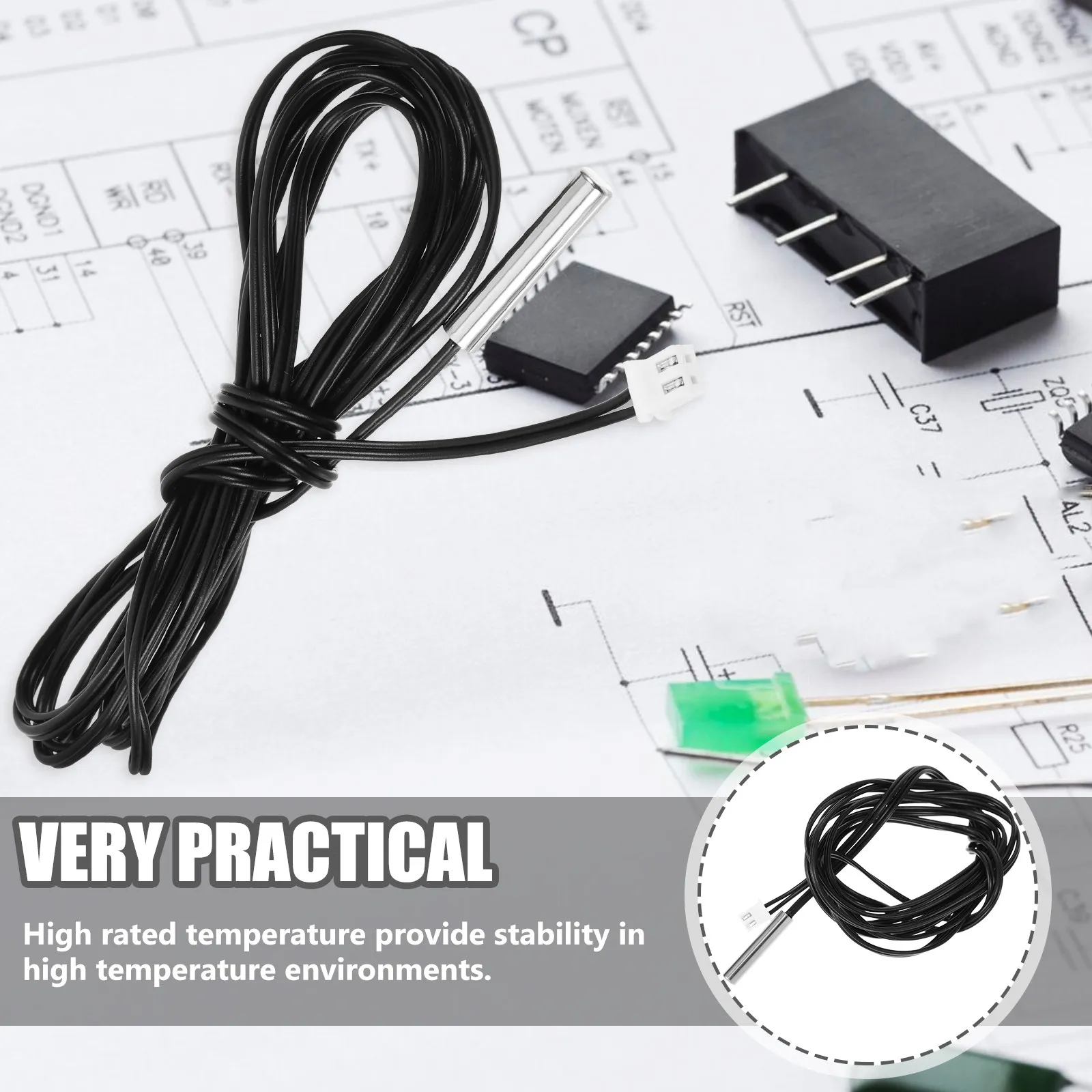 3Pcs Long Temperature Sensor Thermistor Probe Waterproof Precision 100K Ohm for Automotive Hvac Appliance Thermal Control view 4