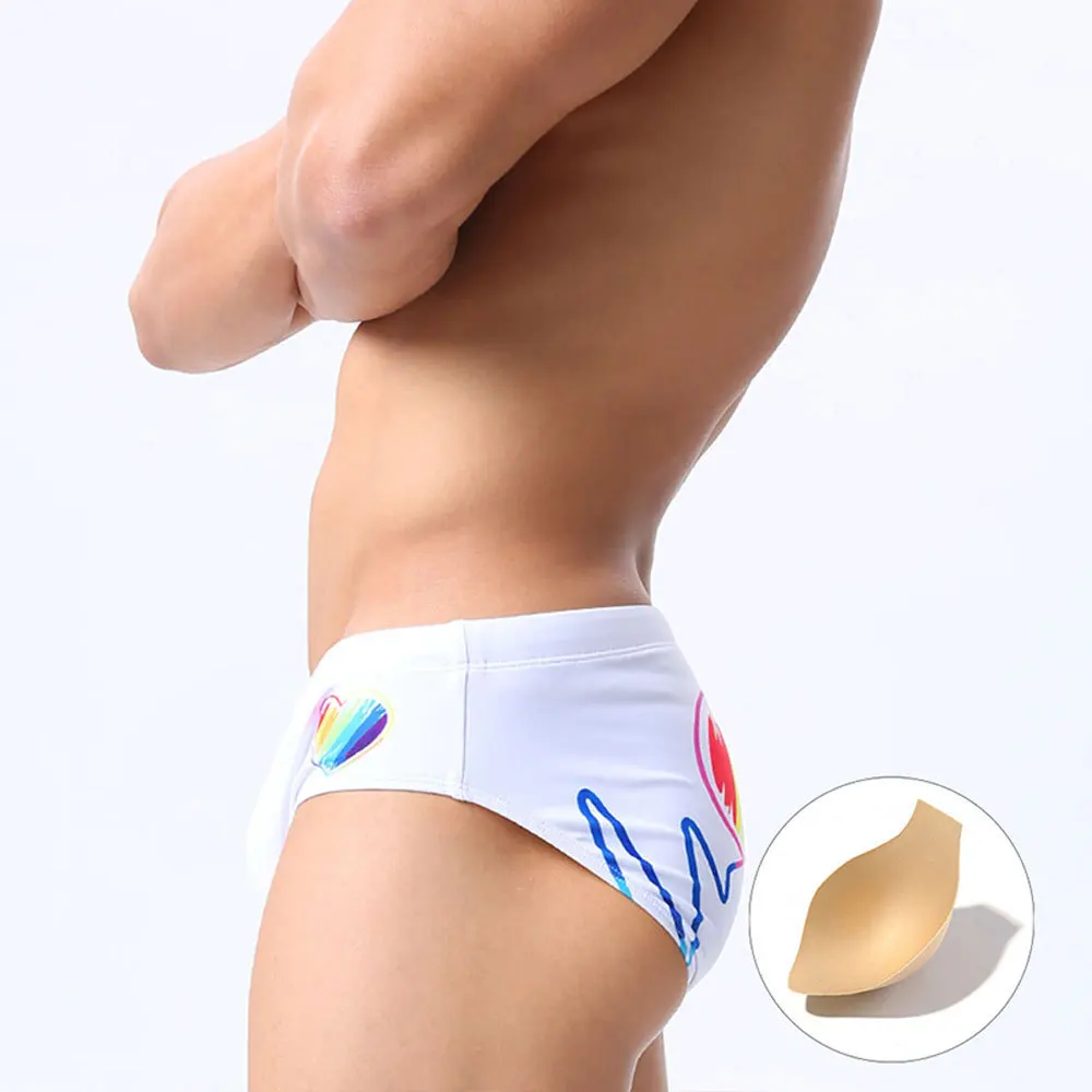 New foreign trade men's simple rainbow triangle swimming trunks with cup size sports low waist quick-drying triangle menUXH367-1