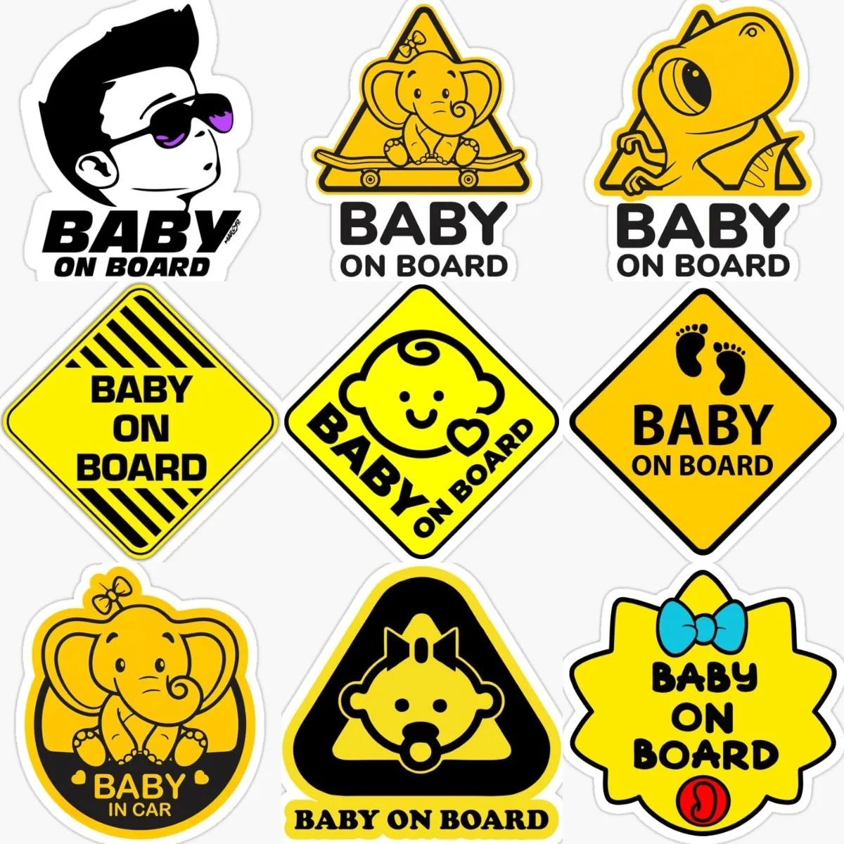 Baby on Board Warning Creative Stickers for Waterproof Motorcycle Car Window Truck Off-road Glass Windshield Decal Assecories