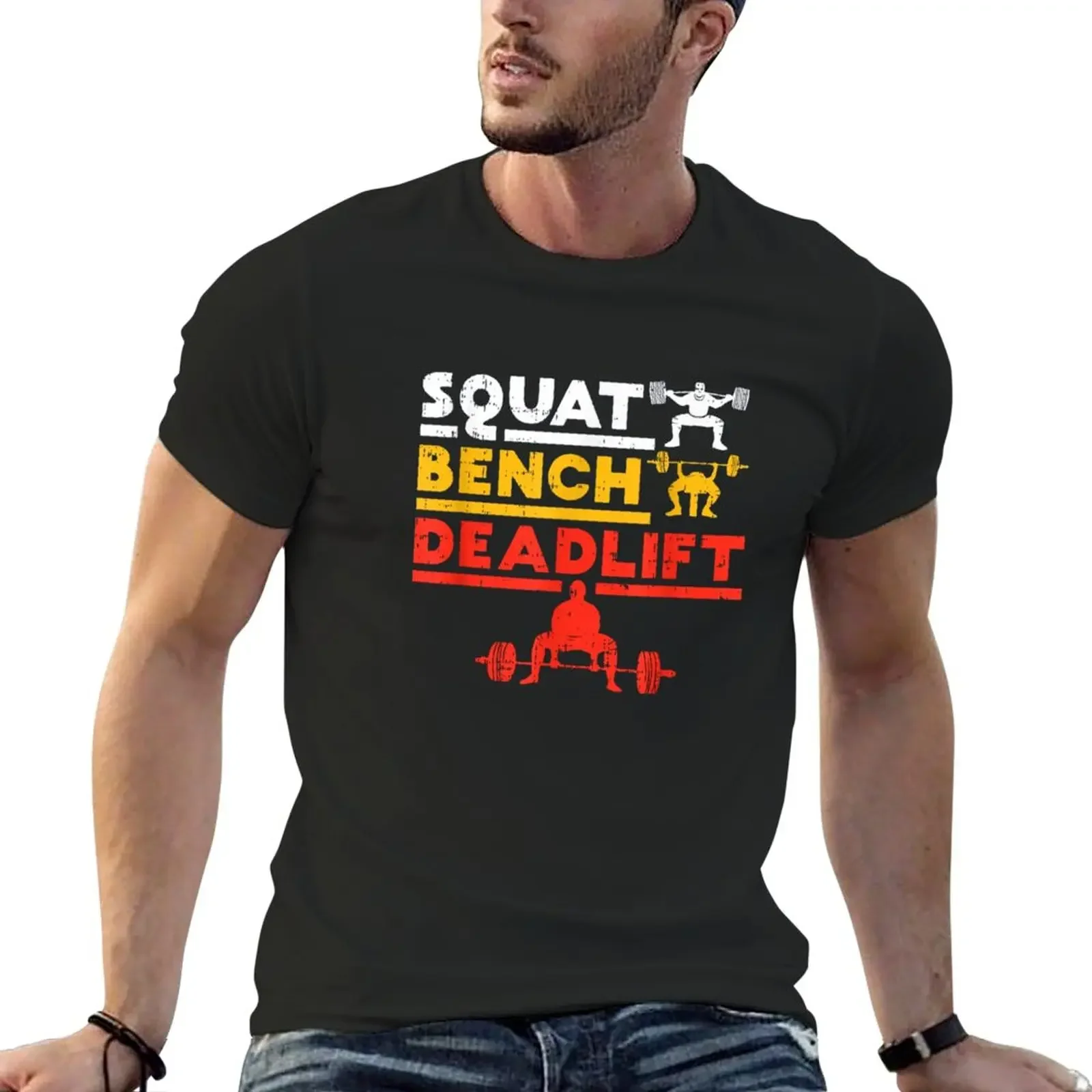 

Powerlifting, Squat, Bench, Deadlift, Weightlifting T-Shirt summer top Short sleeve tee mens t shirts