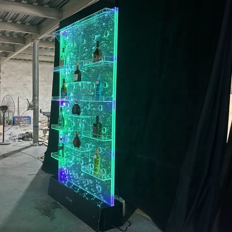 custom.Restaurant Room Partition Acrylic Wall LED Light Room Plus Wine Cabinet Bubble Wall