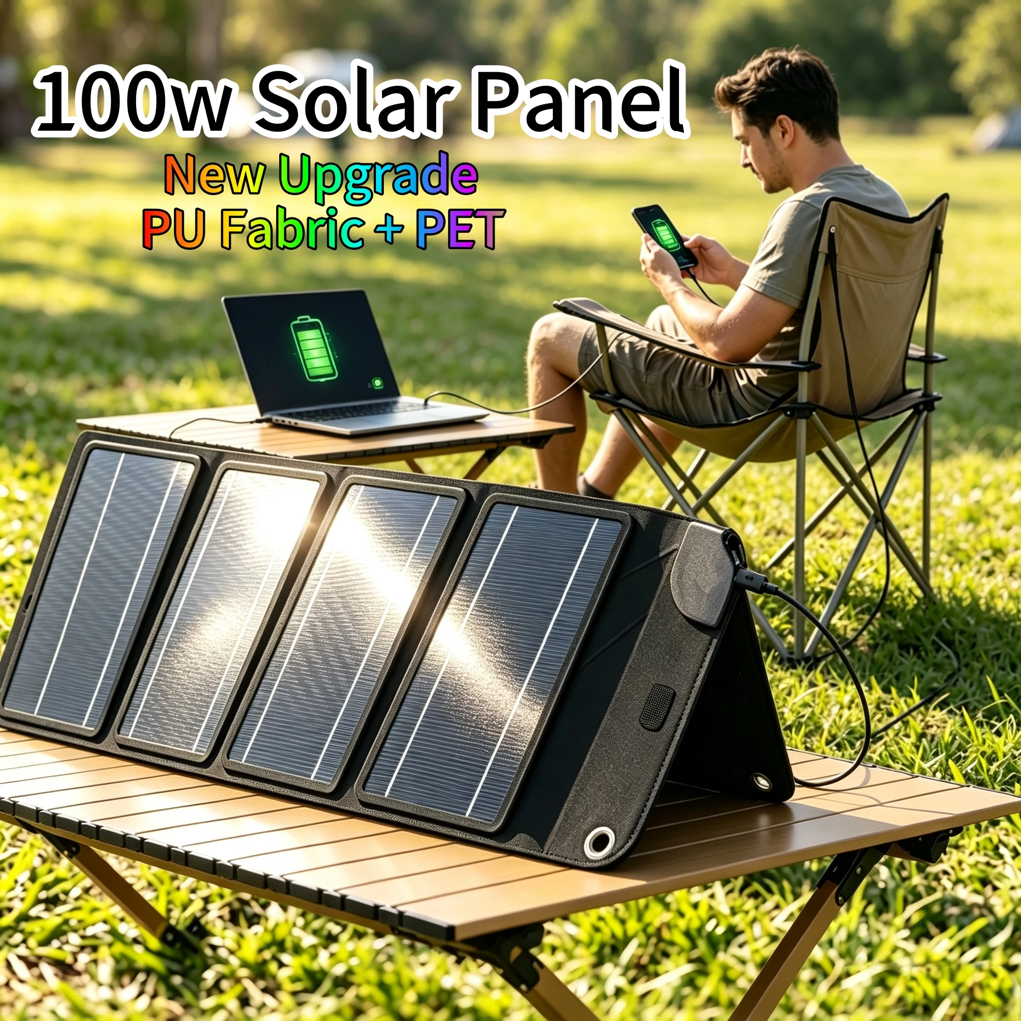 100W Solar Panel Portable Folding Ecoworthy Power Bank Charger USB DC Output Outdoor Power Generator for Camping RV