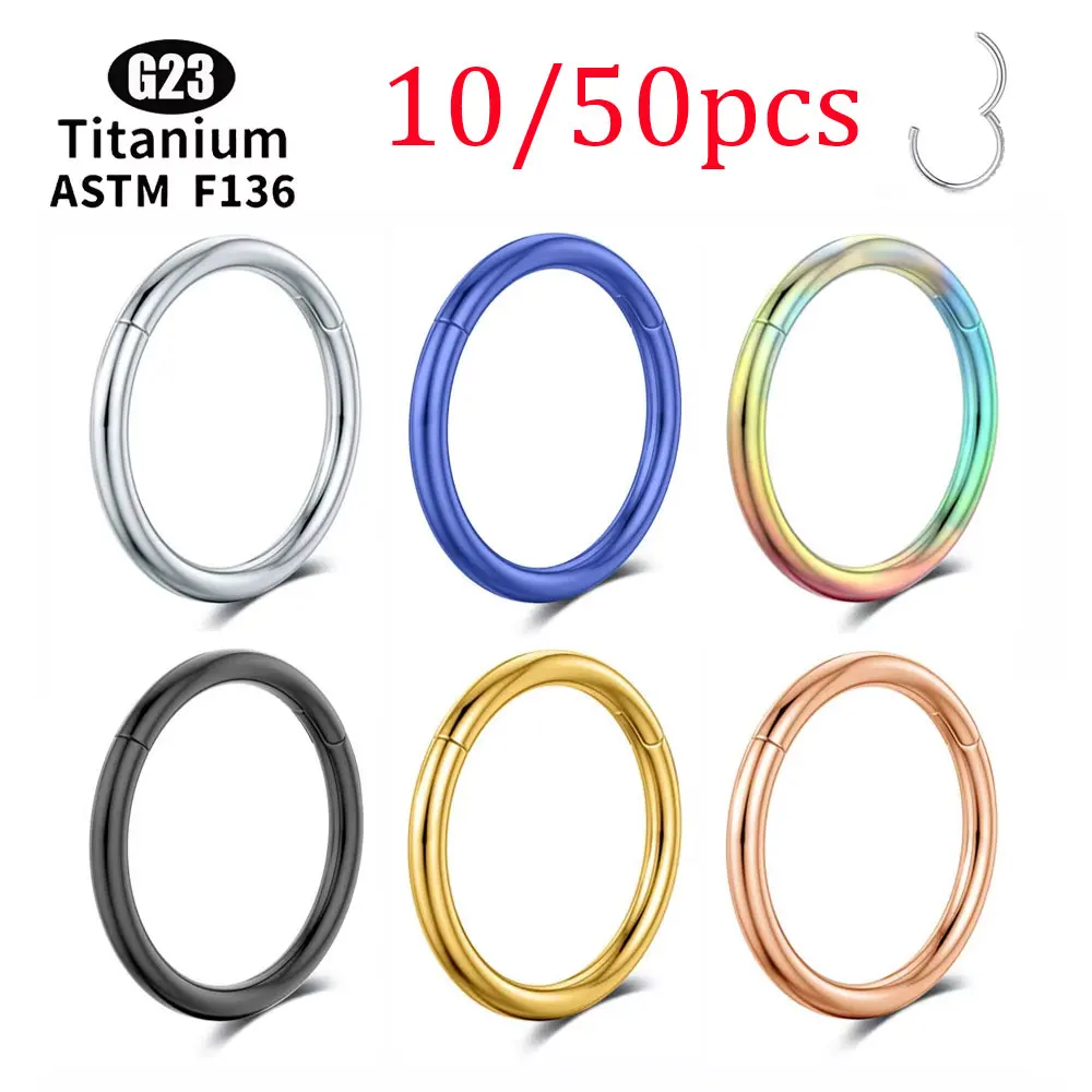 

Wholesale 10/50pcs G23 Titanium Nose Ring Round Hoop 16/18/20G Ear Tragus Cartilage Fashion Body Jewelry