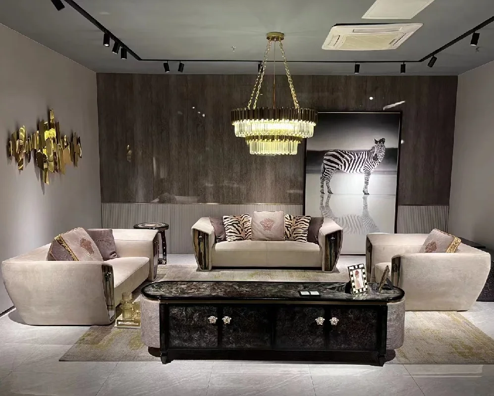 di- Modern Luxury High-End Custom Solid Wood Frame Eco-Friendly 1 2 3 Seater Sofa Combination for Villa Mansion Living Room&