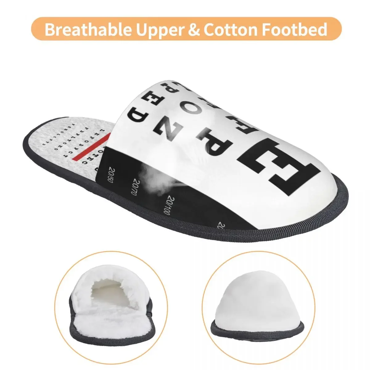 Custom Eye Chart Memory Foam Slippers Women Cozy Warm House Slippers