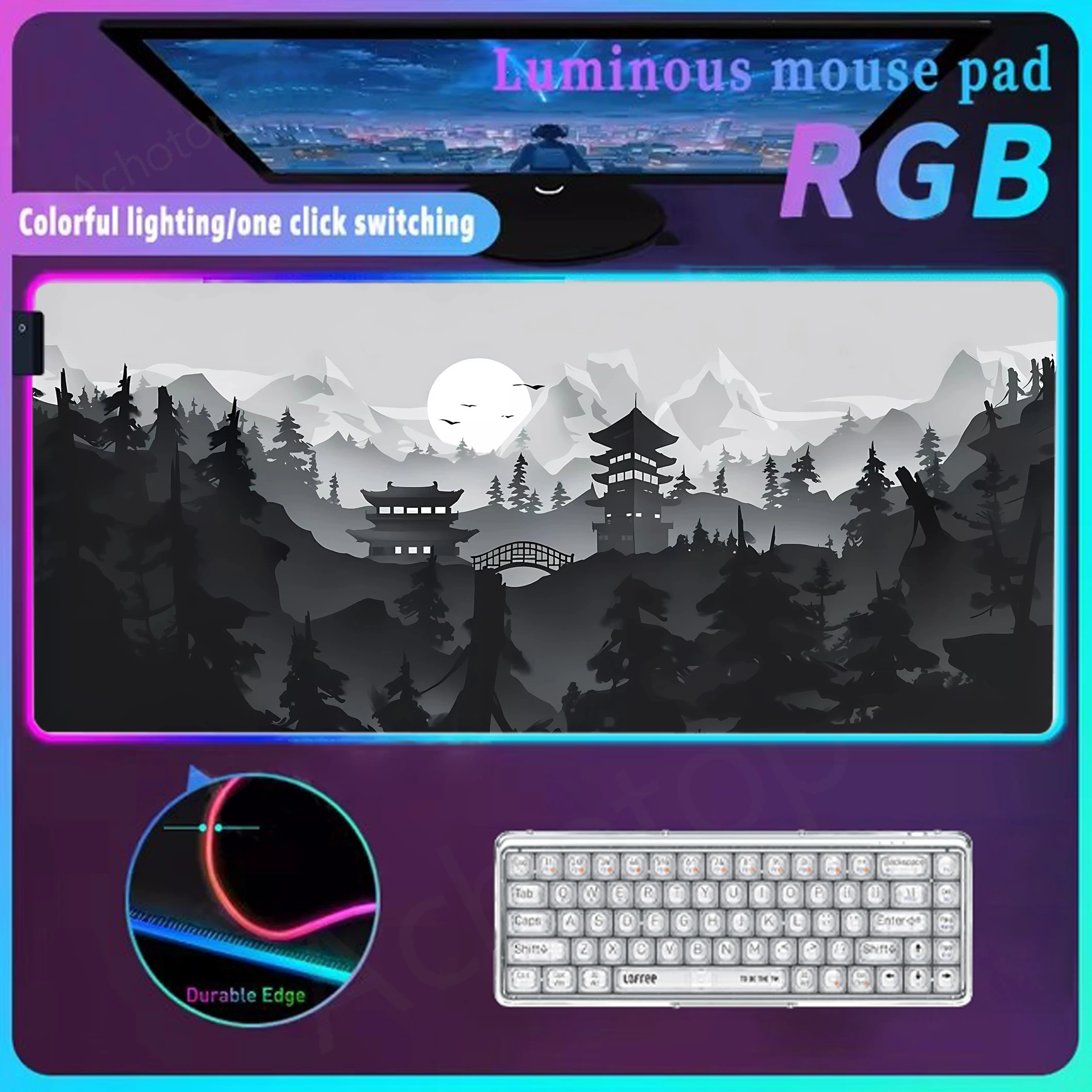 

Firewatch Forest Office Computer RgbB Mouse Pad Led Table Carpet Gaming Keyboard Pads Colorful Desk Mat Gamer Mousepad Backlit