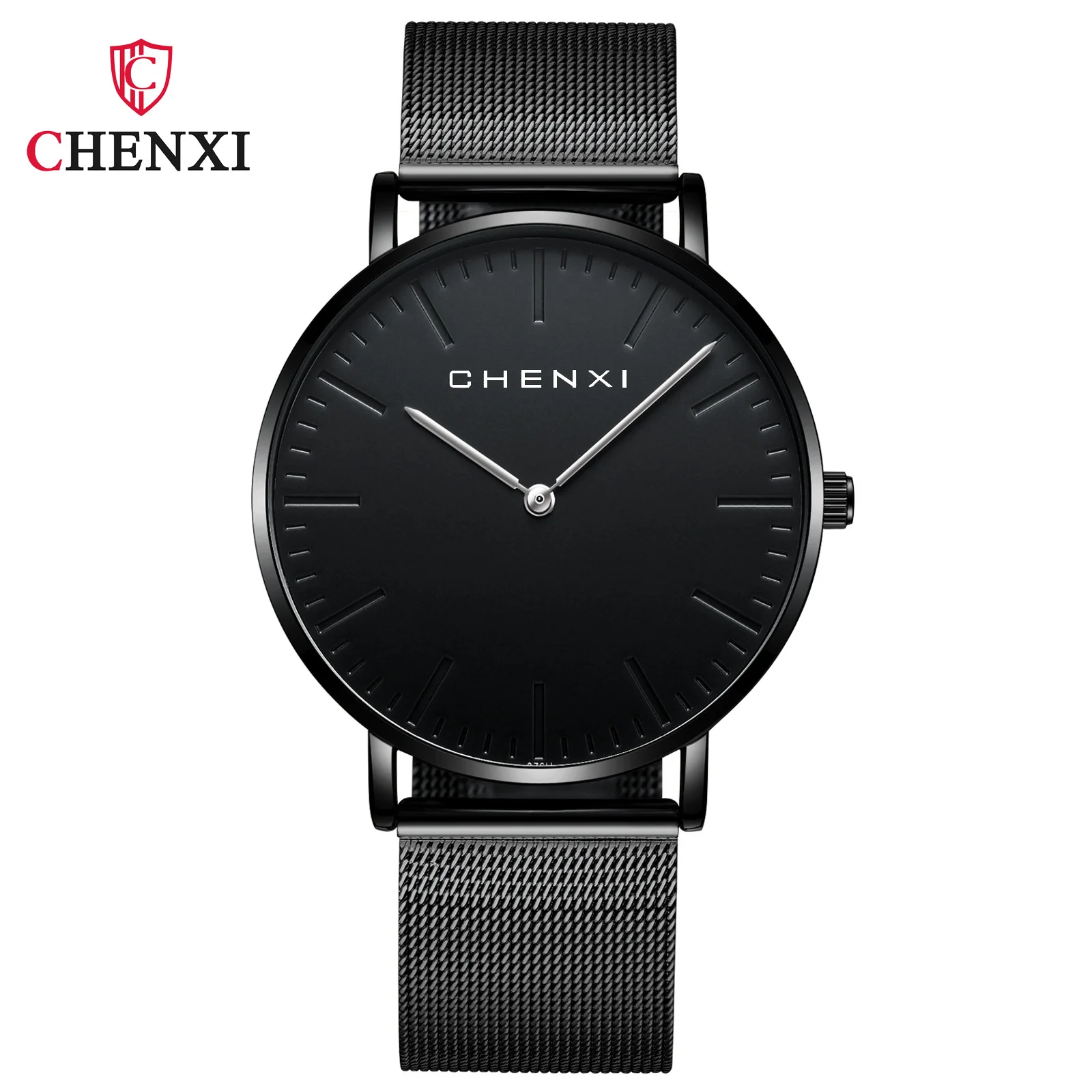 CHENXI 076H Couple Quartz Watches Fashion Simple Pointer Mesh strap Wristwatch for Men and Women Gift Clock Montres