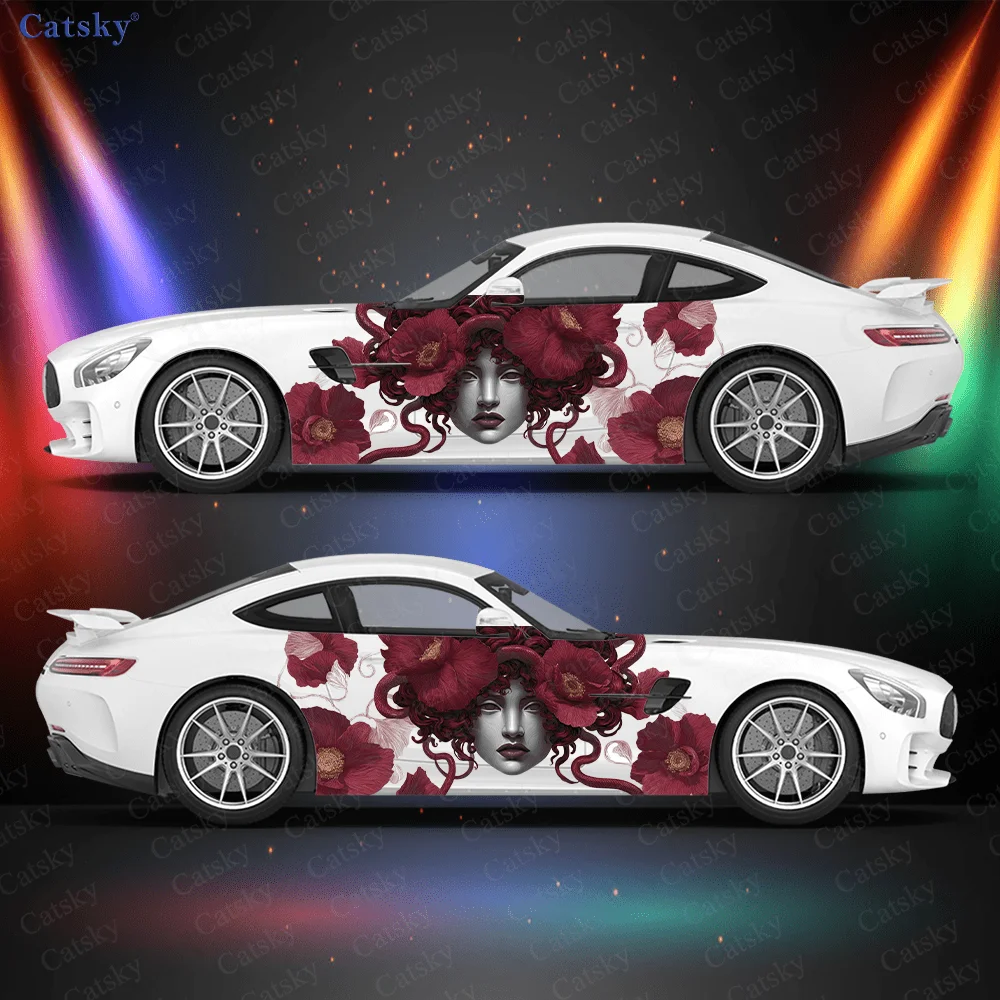 

Snake Woman Flower Car Side Sticker Decoration, PVC Waterproof Scratch Resistant Decal, Car Protection, Auto Accessories Gift