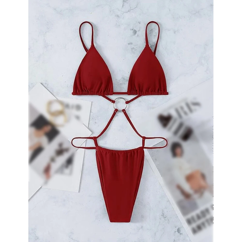 Brand New Fashion Beach Summer Swimwear Swimsuit Solid Color Stretchy Thongs G-string Ladies Siamese Underwear