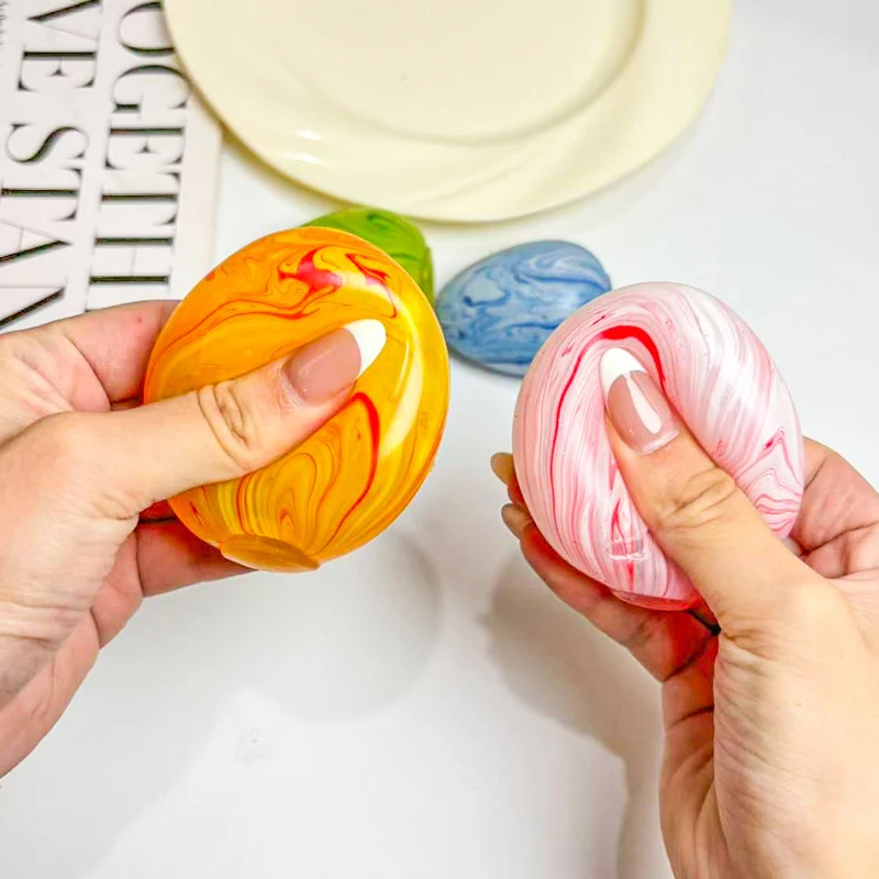 Little Bear Maltose Pinch Stress Relief Ball Striped Eggs Easter Stress Relief Toy Pinch Music Stress Relief Tool Slow Rebound