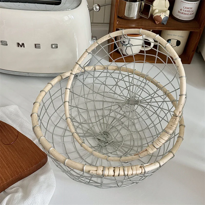 Ins Metal Iron Basket Desktop Fruit Storage Basket Container Packing Supplies Btreakfast Egg Holder Room Decor철제바구니