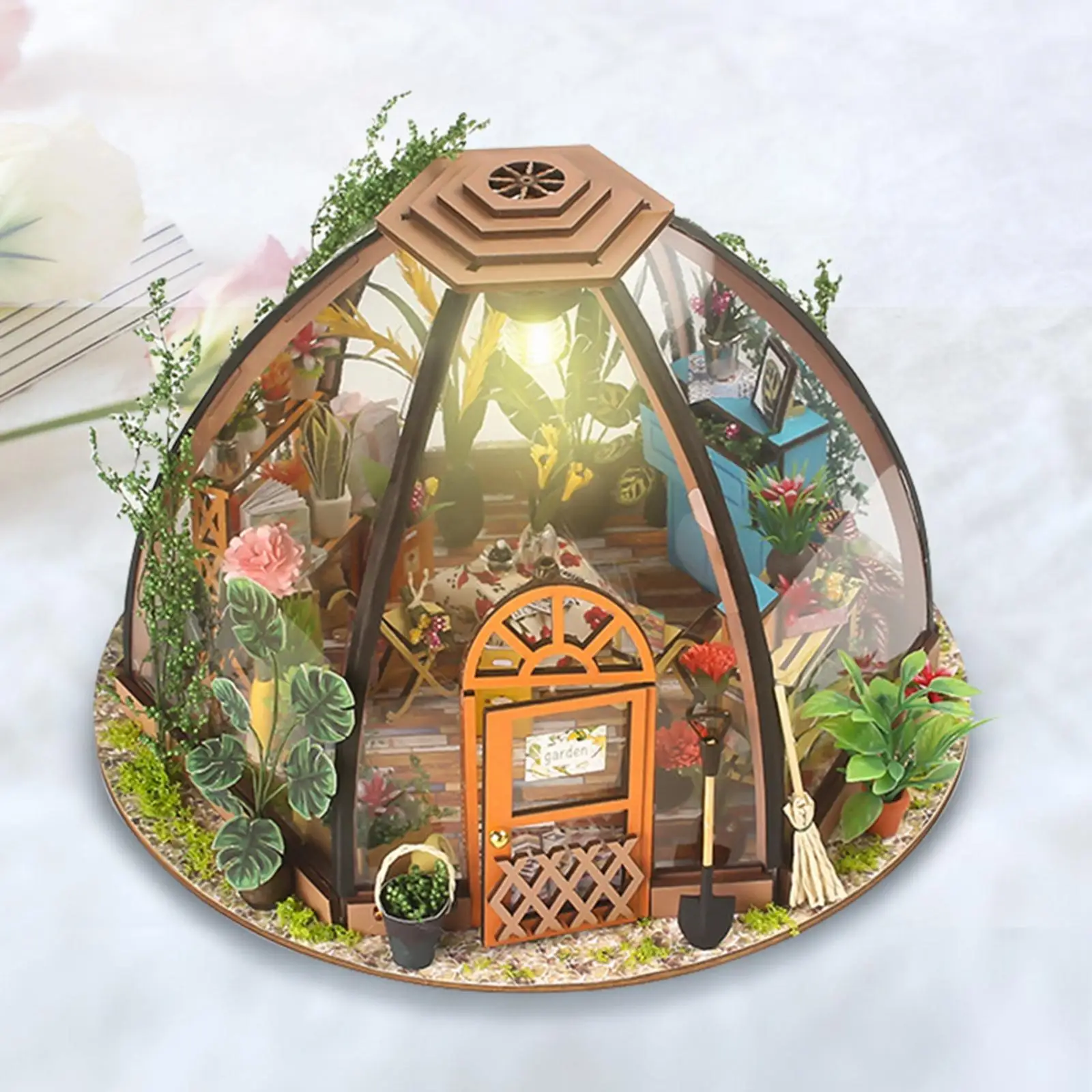 Casa de bonecas criativa com móveis realistas, caixa de bateria com luz led, artesanato em madeira, casa de jardim, quebra-cabeças 3d, casa de boneca para crianças e adultos