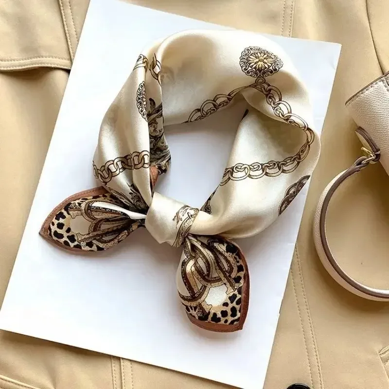 

53cm Silk Printed Hijab Scarf for Women Silk Floral Print Small Scarf Fashionable and Versatile Scarf Neck Protector Hijab