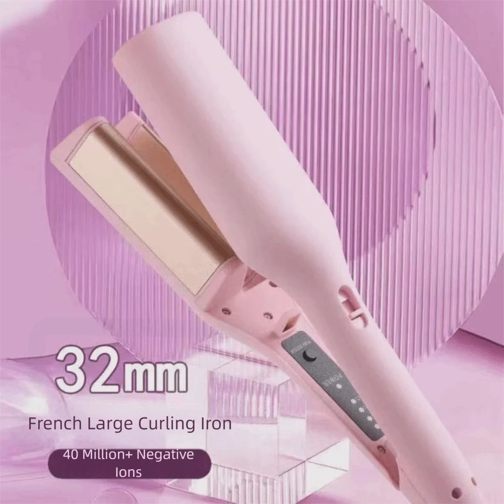 

Large Curl 32MM Water Wave Hair Curler Temperature Control Plastic Casing French Egg Roll Curling Iron Quick Heating