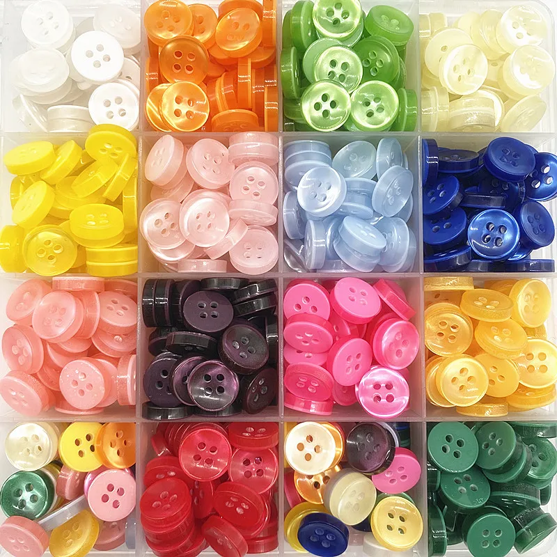 New 50PCS 11.5mm Color Resin Cat Eye Button Pearllight Bowl Shape Four Eye Button Wedding Decoration Sewing Accessories