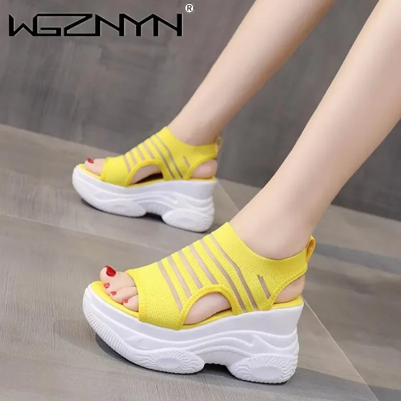 Heeled Sandals All-Match Muffins Shoe Open Toe High Heels Fashion Womens Shoes NEW Slip-on Loafers Summer Women Platform Sandals