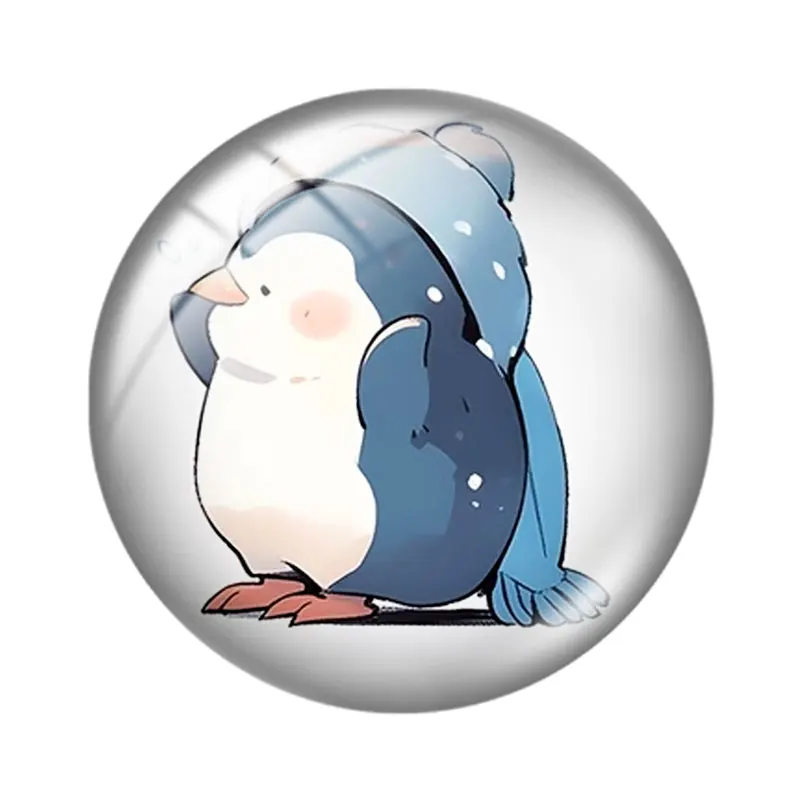 Watercolor Winter Penguin 12/18/20/25mm glass cabochon  bracelet pendant rings for jewelry demo earrings back Making findings