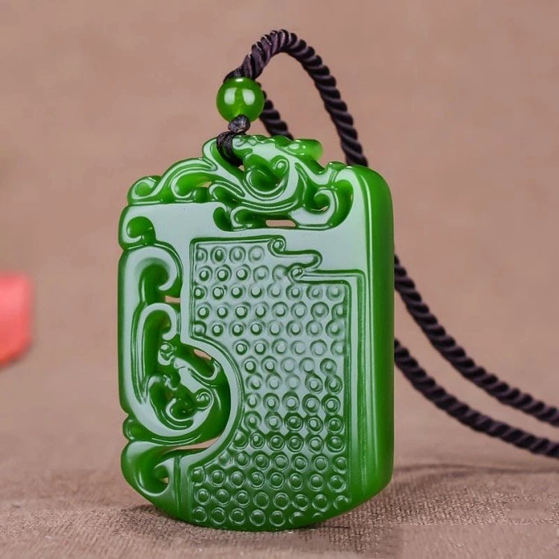 

Natural Jade Green Hand Carved Dragon Phoenix Pendant Fashion Boutique Jewelry Men's and Women's Necklaces Gift Accessories
