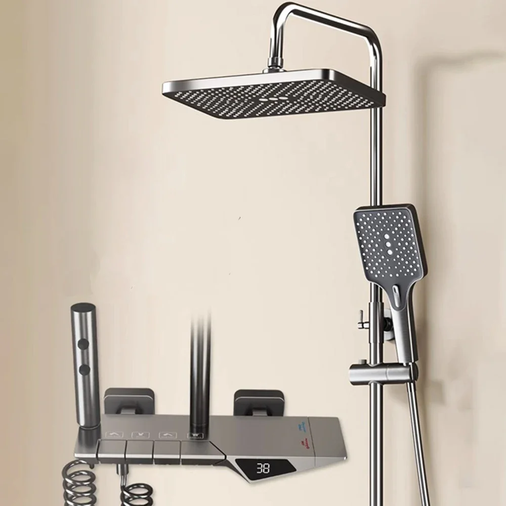 

005 1363QH Brass Metrail Rain Shower Head High Quality Bathroom Shower Set with Faucets