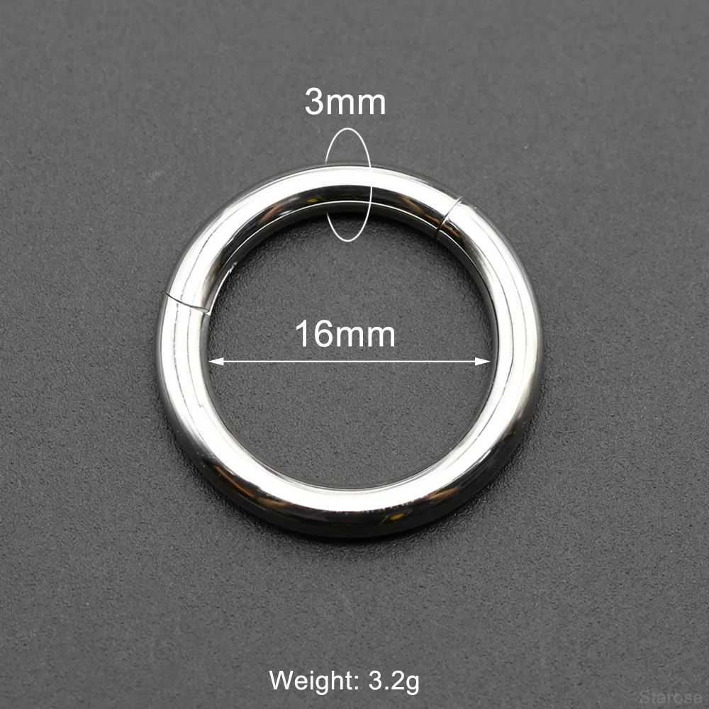 Glatter, aufklappbarer Edelstahl-Segment-Reifenring, 00 g, großer Septum-Clicker, BCR PA-Piercing, Nasenring, Ohrdehner-Gewichte