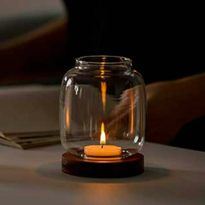 Glass Candle Holder Ornament Simple Windshield Chinese Retro Zen Small Candle Holder Aromatherapy Home Decoration