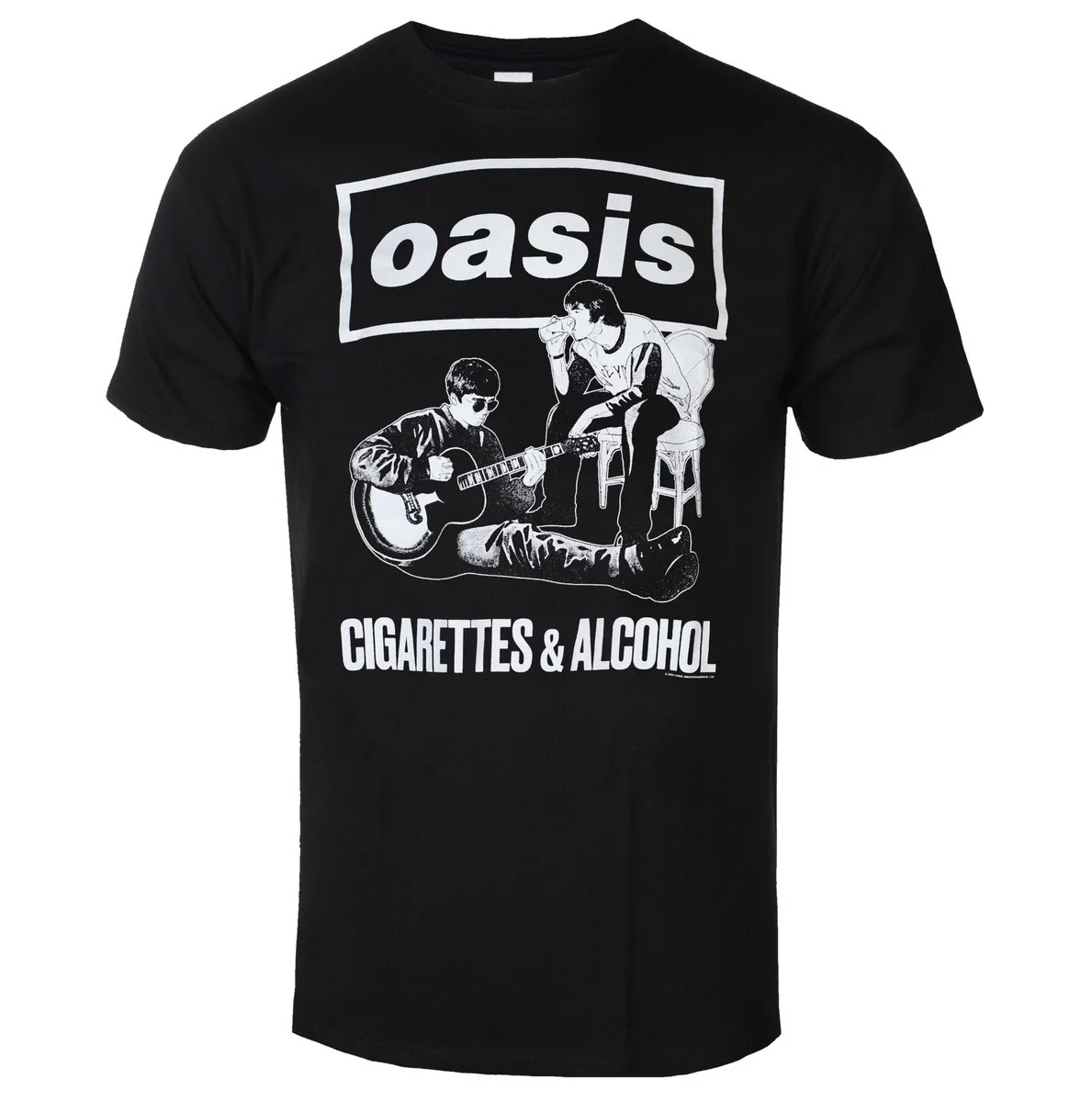Oasis Cigarettes & Alcohol Classic Hit Song Portrait Print Top Vintage British Rock Band Brothers Graphic Unisex Garment