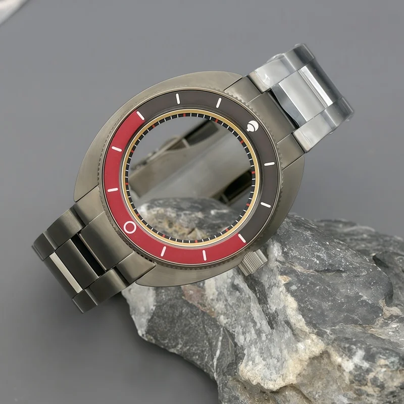 Gun Colour Turtle Abalone Dive Watch Case Fit Japan NH34 NH35 NH36A 7S26 4R36 Movement SKX6105 SKX6309 Mod Watch Parts