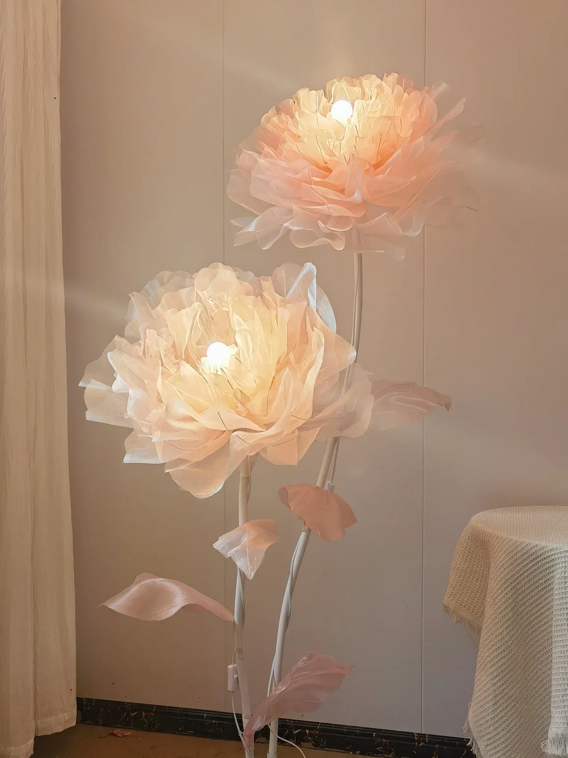 Giant Festive Lantern Peony Material Package Organza Floor Lamp Handmade Flowers