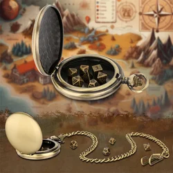 Vintage Pocket Watch Case With 7 Dices Souvenirs Gift Entertainment Game Dice