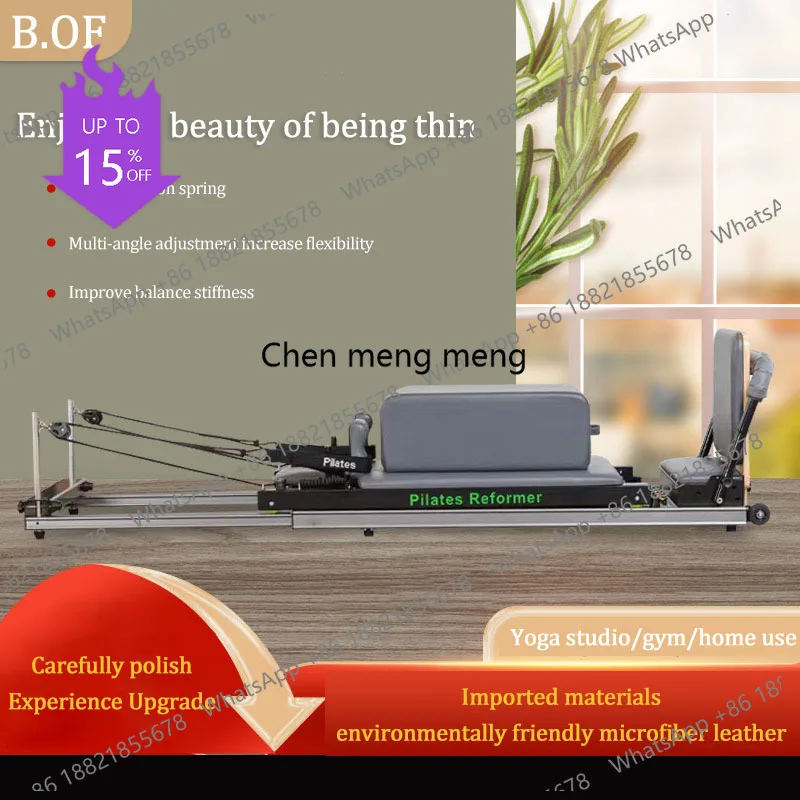 A49 Women's Foldable Pilates Reformers Machine Home Gym Fitness Equipment Aluminum Alloy Pilates Bed for Yoga Studio Exercise Sp