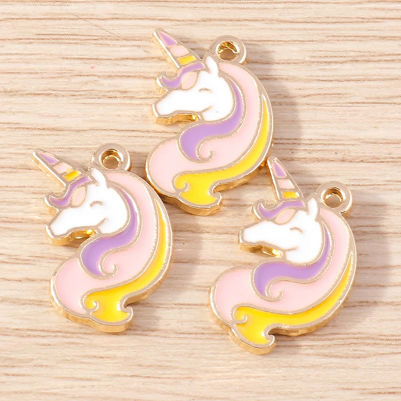 Tusember Charms Niedliche Cartoon-Pferd-Einhorn-Anhänger für Schmuckherstellung, Ohrringe, Halsketten, DIY-Bastelbedarf – Detail 4
