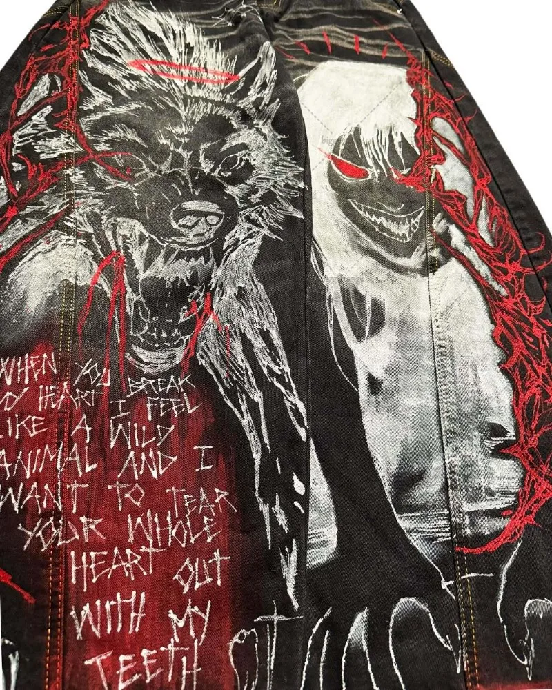 Y2K 原宿ルーズカジュアルシミターパンツアメリカンレトロスプライス ​ ​ だぶだぶのジーンズ男性ヒップホップゴシックパンクストリートズボン女性