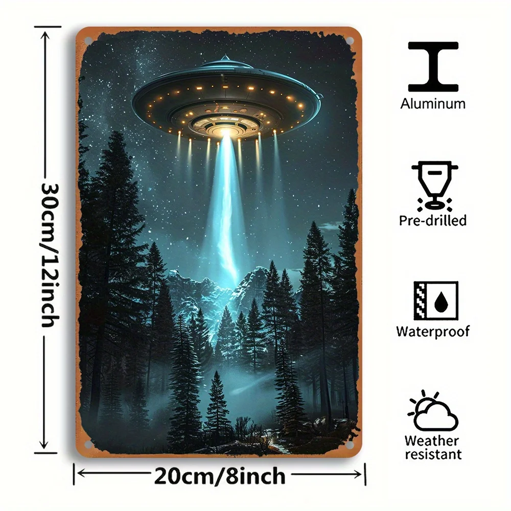 1PC Chcę wierzyć UFO Vintage Iron Wall Art, wystrój domu i biura, łatwy w montażu, wielokrotnego użytku, idealny prezent, 8x12 cali