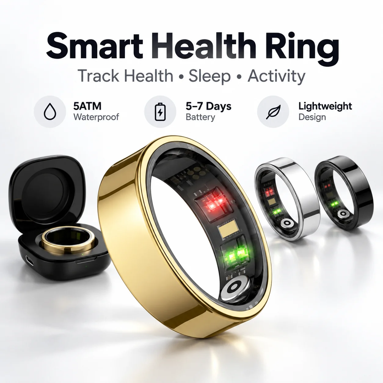 Temperature Ring Skin - Pelacak Kesehatan Cincin Pintar, Tahan Air