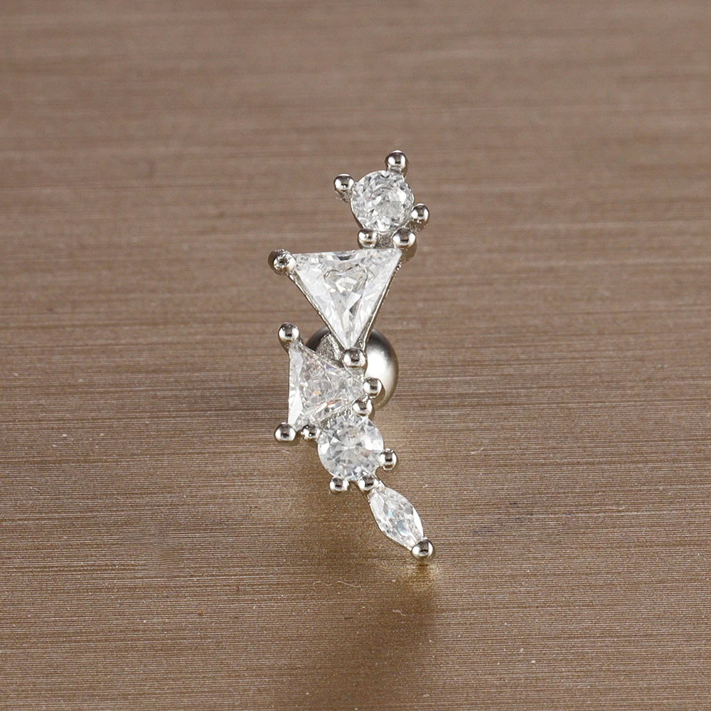 Mini Zircon Cartilage Piercing Stud Earring, 6 Styles