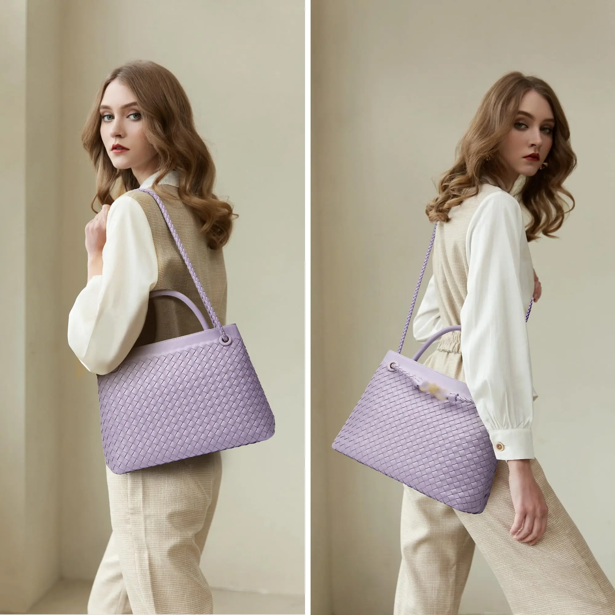 New handmade woven handbag, vintage single shoulder crossbody bag, buckle women's bag, woven bag