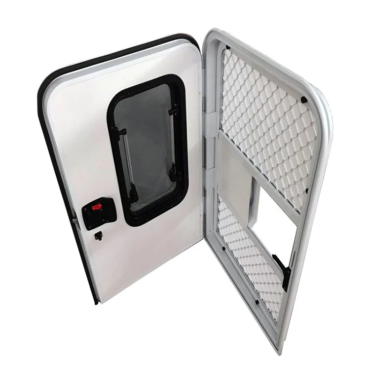 Prezzo di fabbrica Nuovissimo telaio per porta nero in lega di alluminio Pannello per porta bianco RV con porta a goccia per finestra push-out