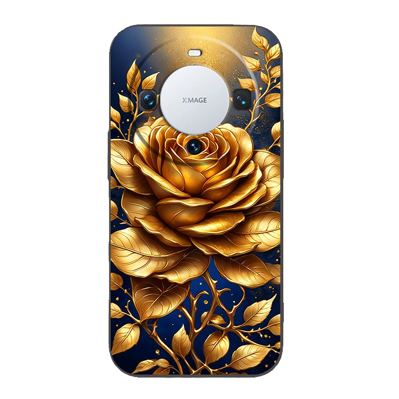 Cartoon Rose Phone Case Cover for Huawei Mate 60 Pro P50 P40 P30 P20 P10 P Smart Y6 Y7 Y9 Plus Silicone Fundas Shell Capas Bags