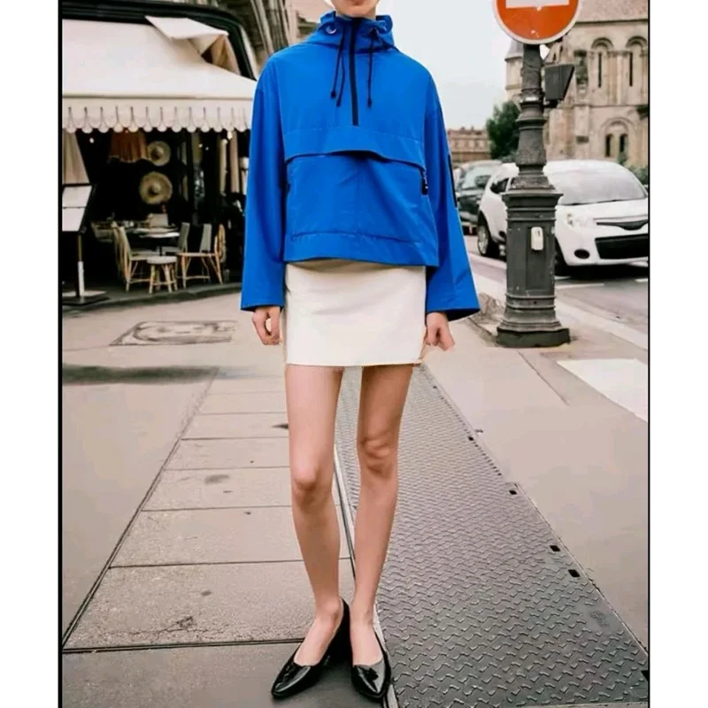 New Autumn Casual Spor Loose Fit Stand Collar Long Sve Hooded Jaet Women's Polyester Fiber Outerwear Coat